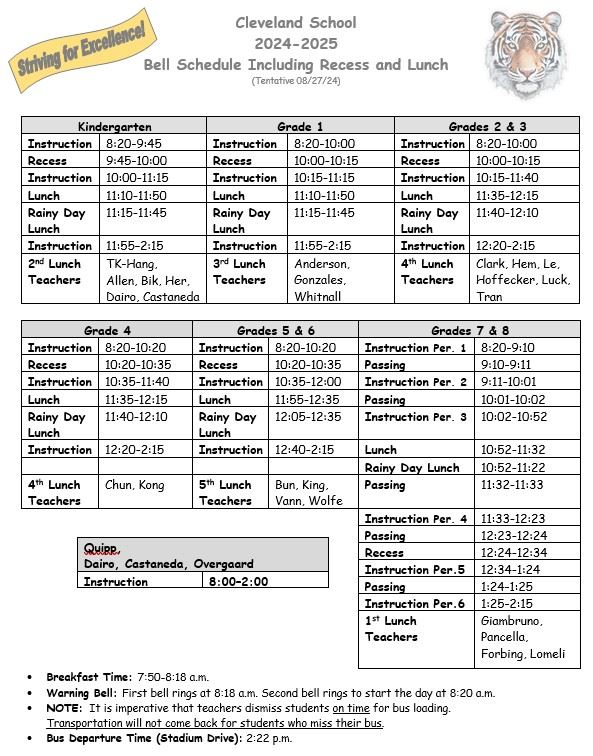 Bell Schedule